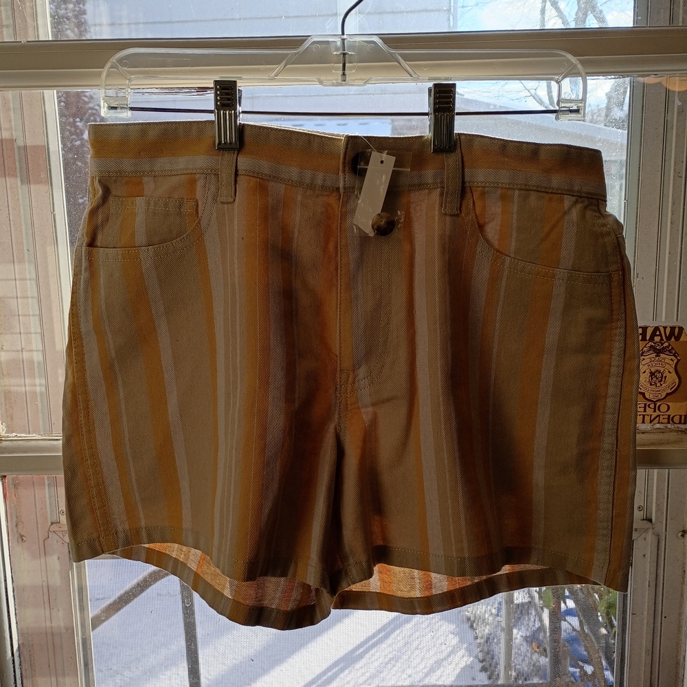 NWT Madewell Women's Shorts 27 Poplar Yellow Tan Orange 100% Cotton Zip Button